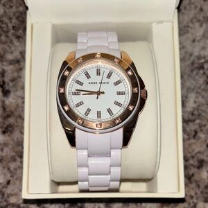 Anne Klein Gold-Trimmed White Watch